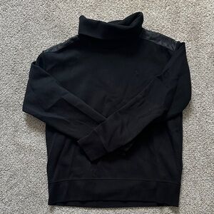 Polo Ralph Lauren black turtleneck sweatshirt leather shoulders